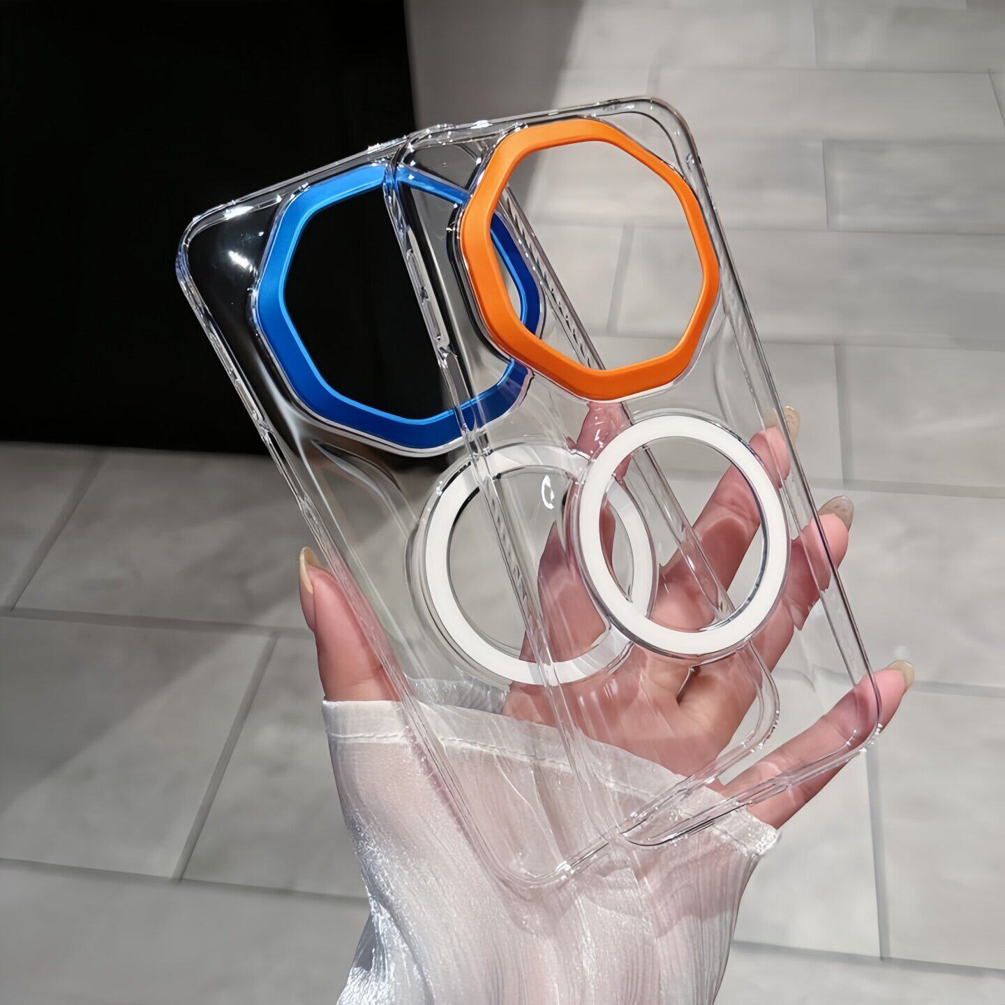 mate80RS磁吸透明冰透全包防摔壳