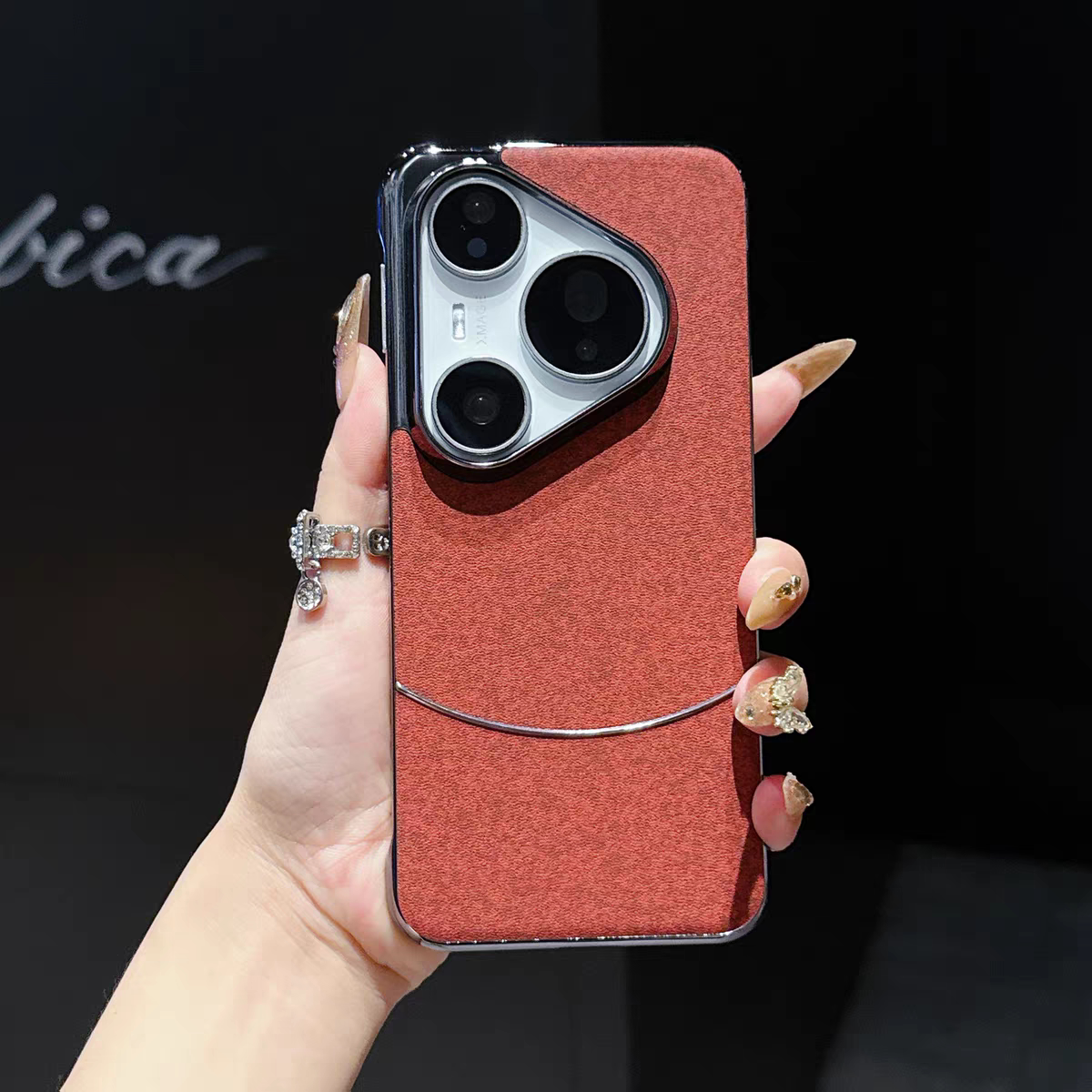 适用华为Pura80Ultra手机保护壳新款电镀无边框pura80防摔壳极光石布纹Pura80pro+高级感潮款保护套pura70pro