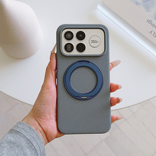 新款360旋转磁吸支架壳适用于红米k90promax手机壳磨砂颗粒感红米k90全包防摔岩砂壳高级感情侣时尚外壳耐脏