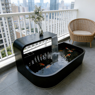 庭院不锈钢户外阳台流水鱼池花箱流水瀑布喷泉水景露台金属组合