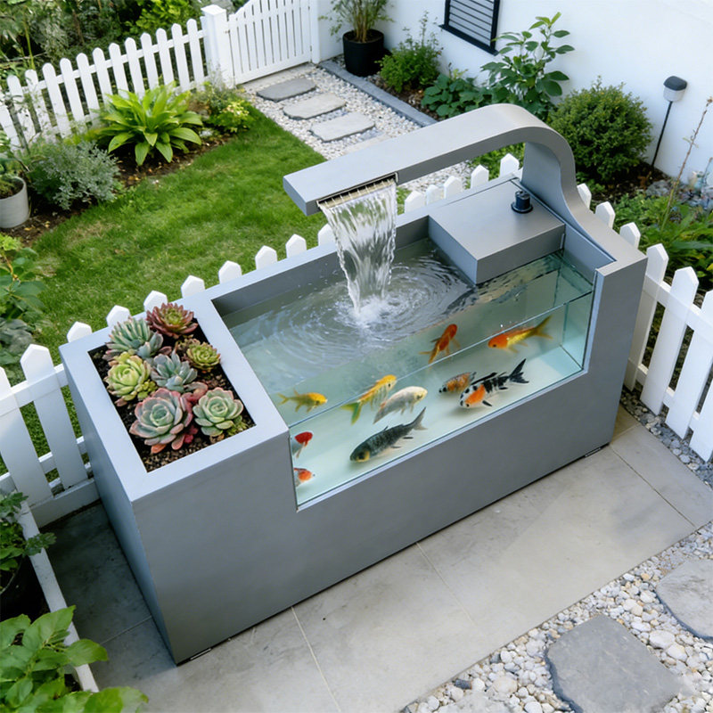 不锈钢迷你阳台鱼池 304家用小型 庭院成品锦鲤池