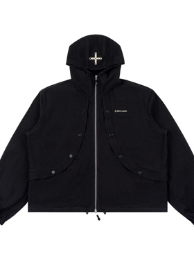 LANCER(兰寺) AW22 HOLYLANCE* 黑色泡泡纱起泡棉风衣夹克