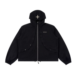 LANCER(兰寺) AW22 HOLYLANCE* 黑色泡泡纱起泡棉风衣夹克