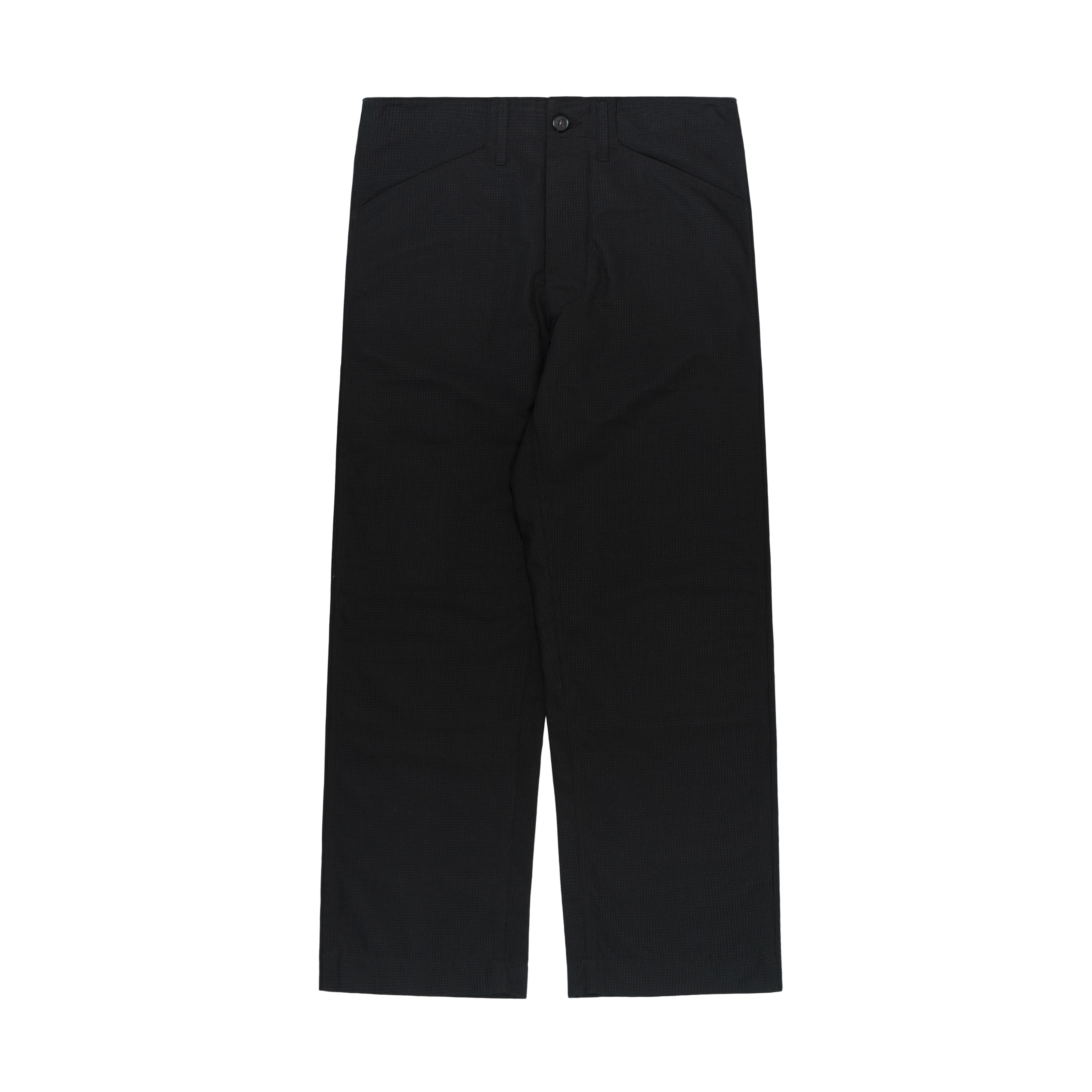 泡泡纱黑色格纹工装裤