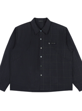 LANCER(兰寺) AW23 HOLYLANCE* Aeonian 泡泡纱格子拼接工装衬衫