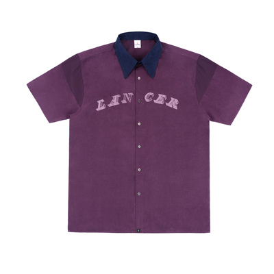lancerss19紫色拼接印花衬衫