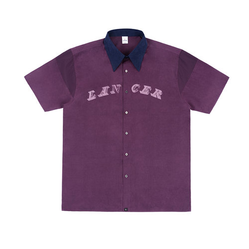 lancerss19紫色拼接印花衬衫