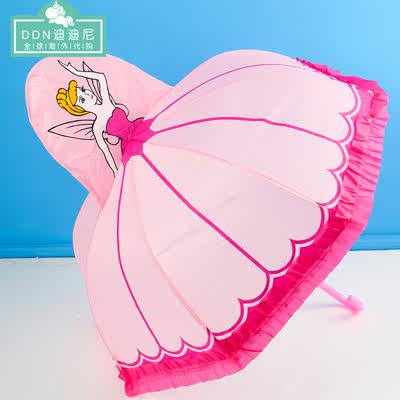 香港  儿童公主女童粉色蕾丝边3D雨伞日本进口学生伞3-10岁
