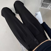 春夏新款 直筒裤 女窄版 子垂感显瘦黑色高腰休闲西装 阔腿裤 爆款