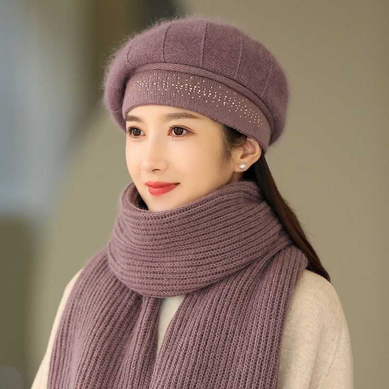 兔毛帽子女秋冬季保暖百搭毛线帽