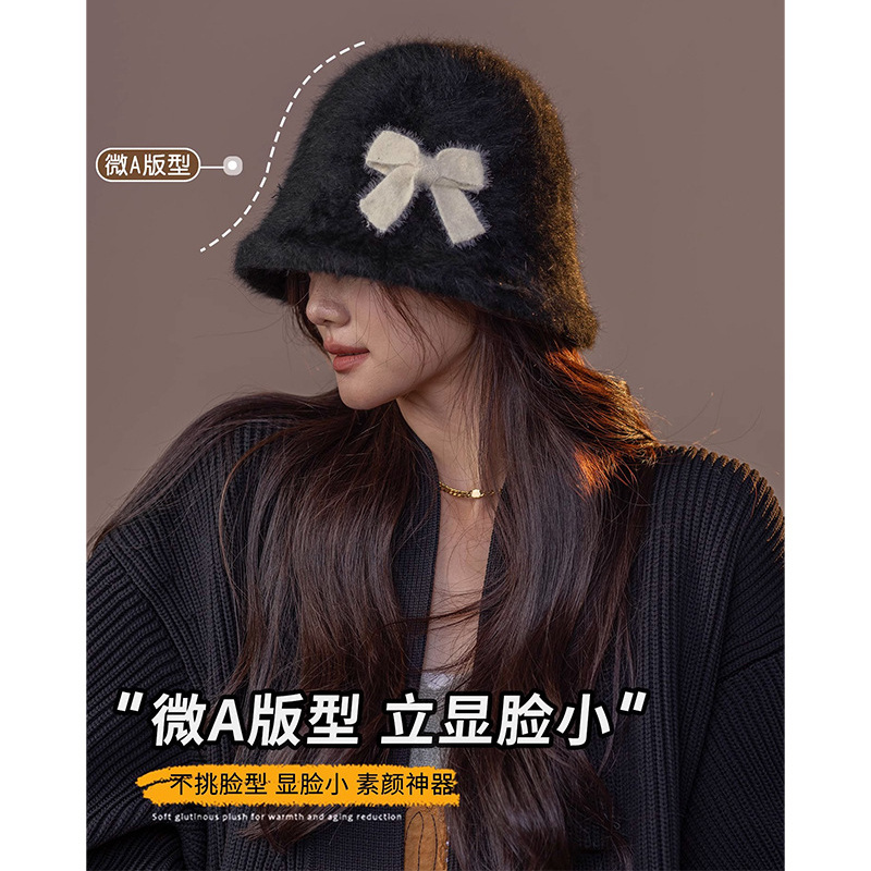 加大头围新款女帽兔毛渔夫帽毛茸