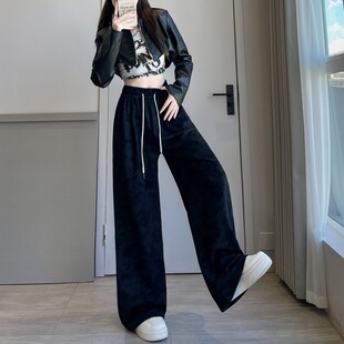 拖地休闲裤 高腰显瘦垂感运动卫裤 子 女春秋2026新款 扎染慵懒阔腿裤