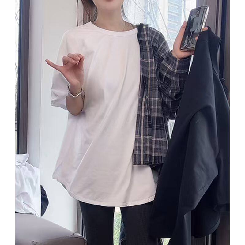 小众设计感后背绑带短袖t恤女2026夏季新款宽松百搭慵懒风中长款