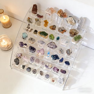 奇异石头矿石收纳架水晶体原石标本收藏分格整理盒透明宝石展示架