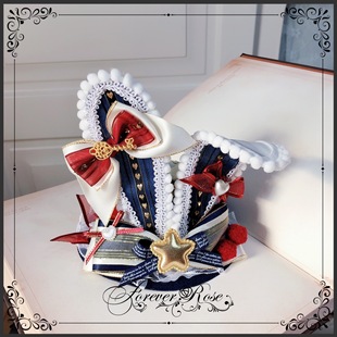 永恒蔷薇 原创手作 绀色 兔耳礼帽 可搭配玩具马戏团 lolita 发饰