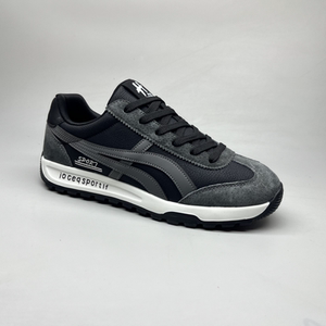 春秋季新款真皮拼接时尚德训鞋男鞋轻便减震阿甘鞋韩版运动休闲鞋