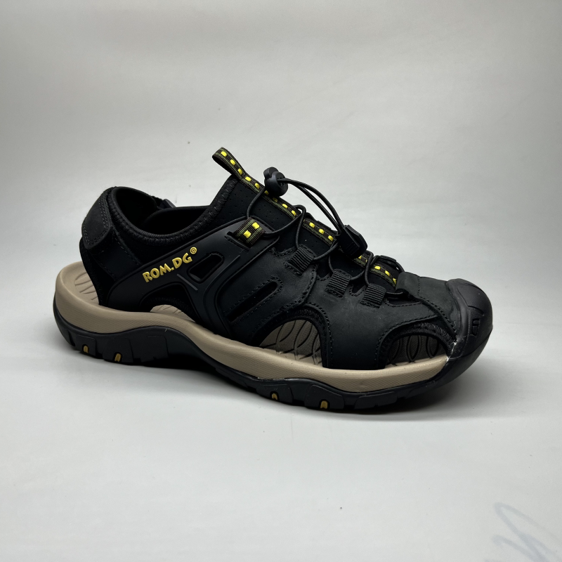 外贸头层牛皮包头夏季凉鞋男款户外登山运动厚底防滑包头沙滩鞋子