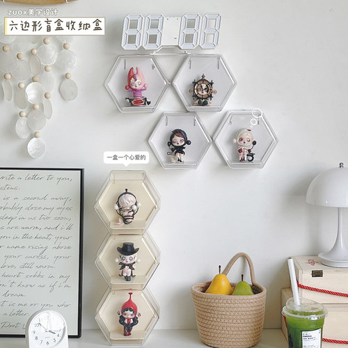 盲盒收纳展示架壁挂透明小公仔手办展示柜适用于泡泡玛特展示盒