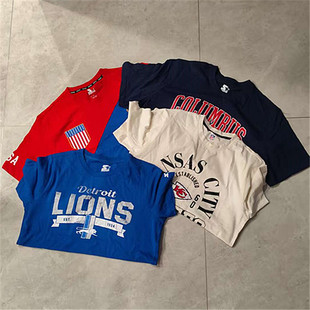 外贸余货美式球队徽标印花男运动休闲短袖T瑕疵清仓特价更新3