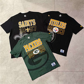 运动休闲圆领短袖 外贸余货 橄榄球徽标大印花男士 美式 斯0迪0欧