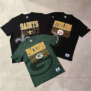 外贸余货 斯0迪0欧 美式橄榄球徽标大印花男士运动休闲圆领短袖T