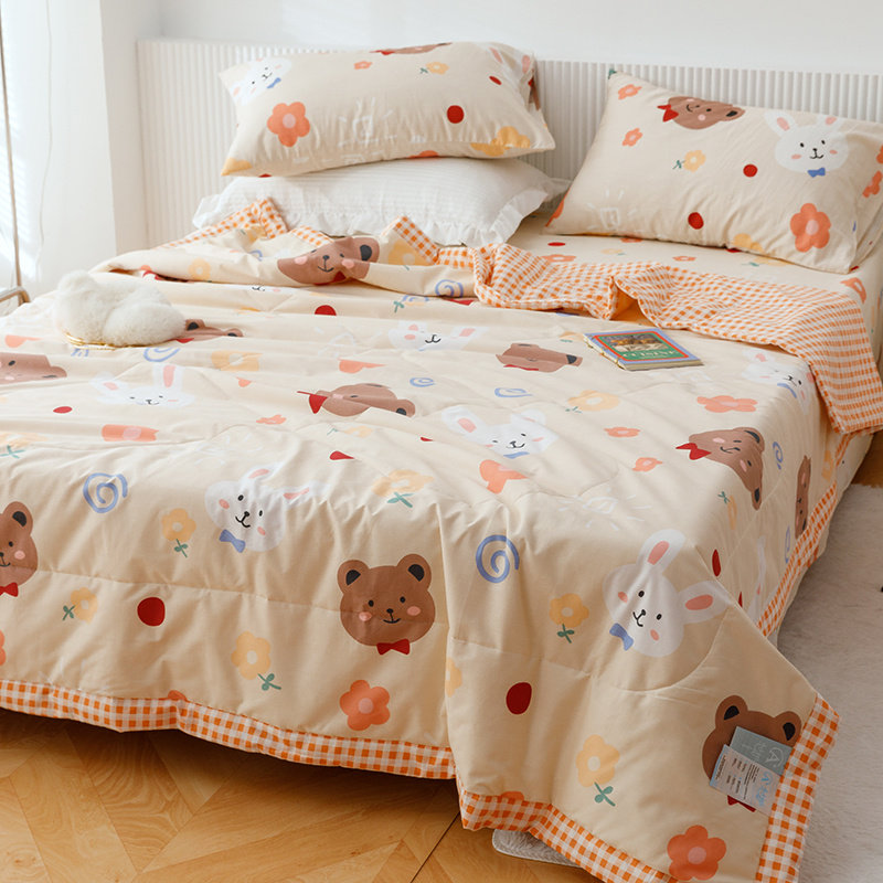 雅芳婷全棉抗菌夏被空调被夏凉被可机洗卡通1.5m冷气被夏季薄被芯