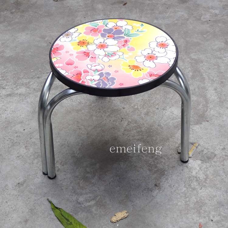 铁凳子23.5高木面钢管不生锈三脚圆凳喜庆矮凳防滑代垫雕花成人图片