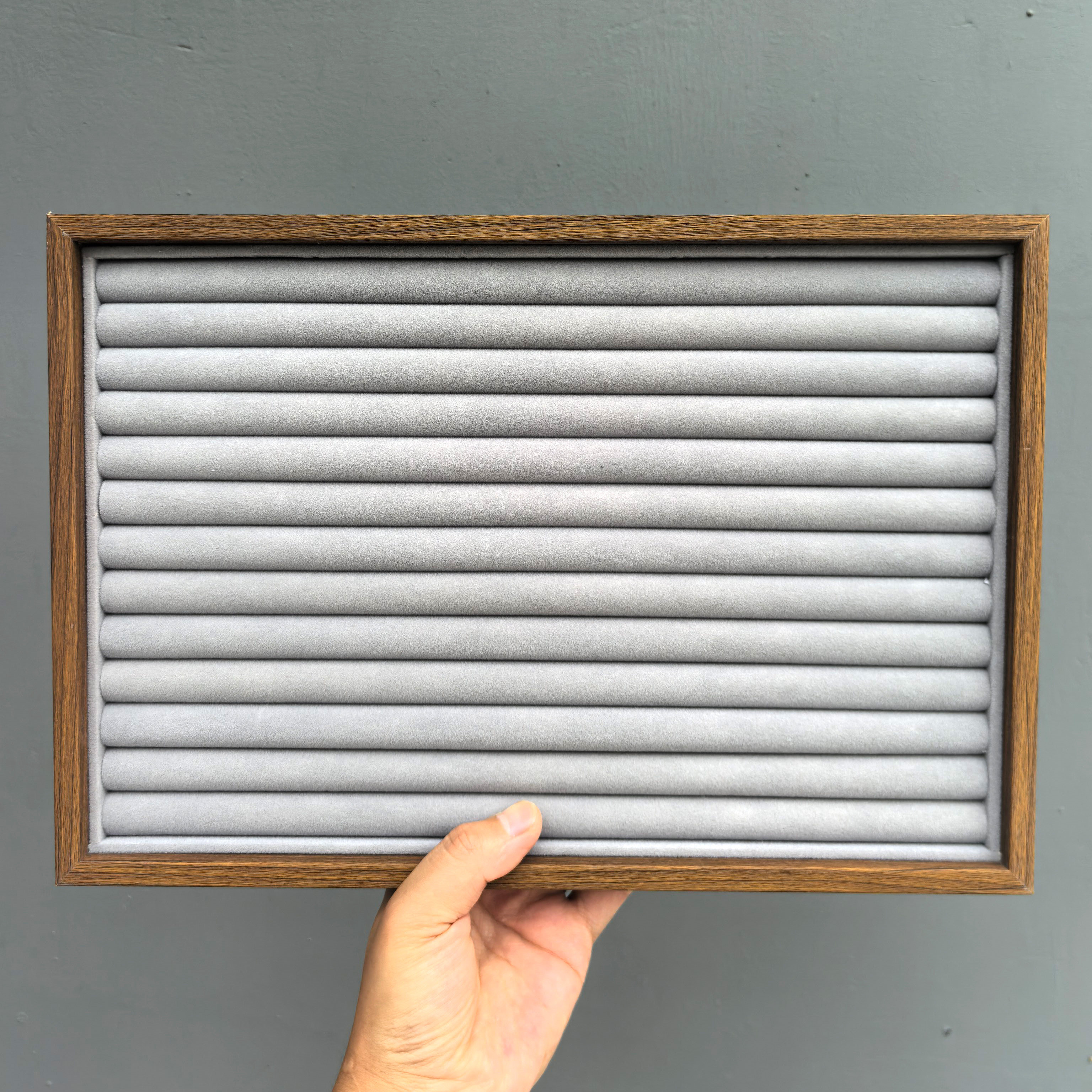 大容量胡桃木精致绒布首饰托盘复古项链戒指耳钉耳环饰品盒展示盒