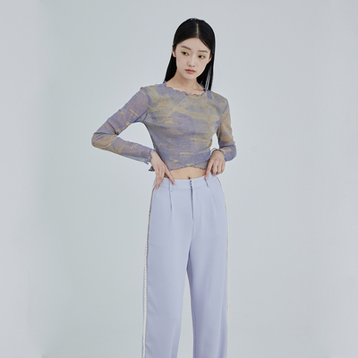 抽象图案简约长袖打底衫薄