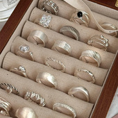 小众复古重工S925镀银素圈戒指女不掉色轻奢高级感食指戒开口指环