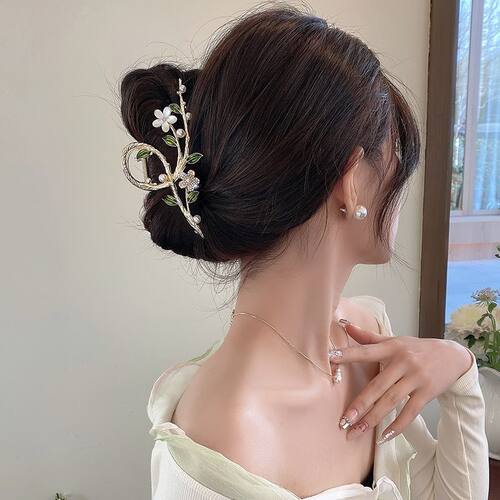 高级感花朵发夹女后脑勺精致抓夹鲨鱼夹子头饰大号2023年新款高端