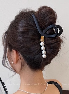 磨砂黑色抓夹女大号2023新款夏发夹女后脑勺盘发高级感鲨鱼夹头饰