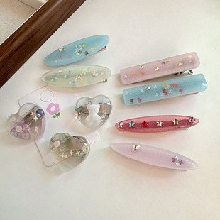 浪漫粉蓝蝴蝶星星发夹甜美少女椭圆发卡刘海夹鸭嘴夹侧边碎发夹子