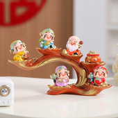 喜乐五福财神爷招财摆件福禄寿喜家用办公室客厅电视柜装 饰品乔迁