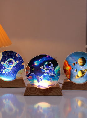 发光水晶小夜灯摆件制桌面装饰品