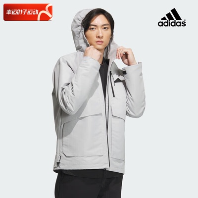 阿迪达斯宽松休闲外套男2024春季新款跑步运动服连帽夹克IT3953