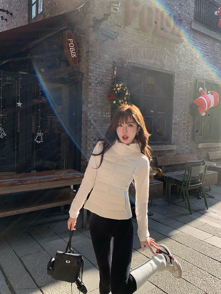 25新款lulu羽绒服女冬季90白鸭绒短款轻薄收腰瑜伽运动健身外套