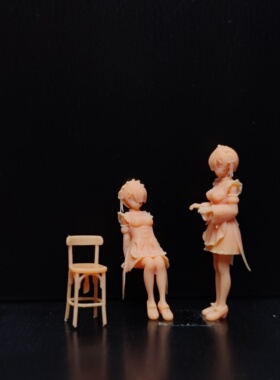 SuperGe1/64白模人偶remram-拉姆.雷姆和椅子素模直接上色T510