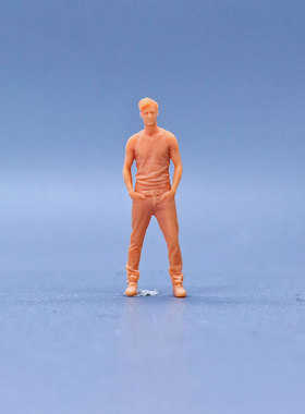 SuperGe1/64白模人偶双手插口袋背心型男写实人物直接上色S726