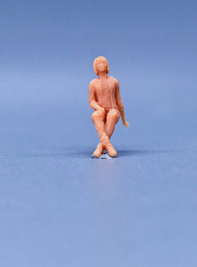SuperGe1/64白模人偶短发坐姿女孩素模直接上色S902