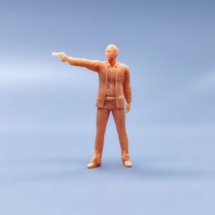 64白模人偶站立举枪男素模直接上色S038微缩景观 SuperGe1