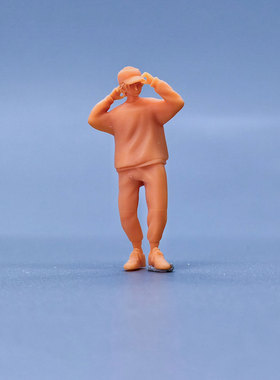 SuperGe1/64白模人偶扶帽动漫脸型男素模直接上色T301