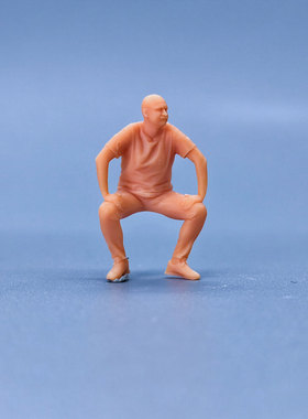 SuperGe1/64白模人偶光头坐姿男素模直接上色T223