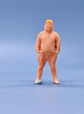 【嗯哼模型】现货1/64白模人偶卫衣兜帽胖哥红腊素模 S224