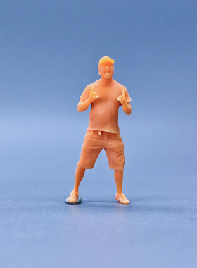 SuperGe1/64白模人偶Rock手势吐舌燥男红腊素模可直接上色S228