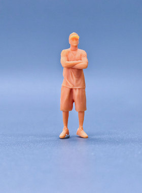 SuperGe1/64白模人偶抱胸帽子趾高气昂男素模直接上色S915