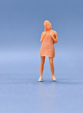 SuperGe1/64白模人偶连体裙反戴帽女孩可直接上色手工handmadeS51