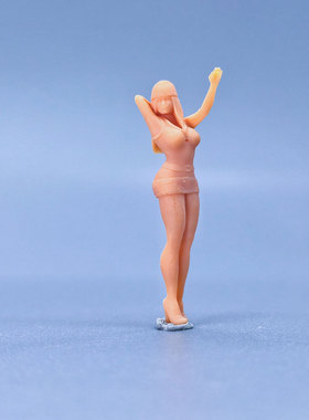 SuperGe1/64白模人偶招手圣诞女素模直接上色S339