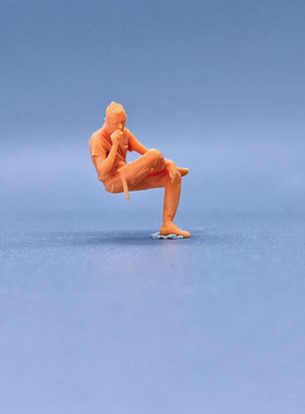 SuperGe1/64白模人偶坐姿二郎腿抽烟维修工大叔直接上色S721