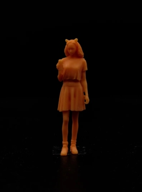 【嗯哼模型】1/64白模人偶站姿喝饮料猫耳女素模直接上色T607